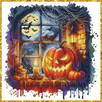 Pumpkin Window pattern by Grille point de croix
