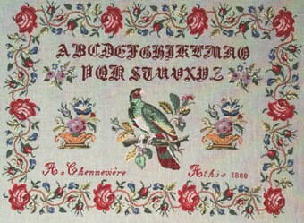 Angele Chenneviete 1888 reproduction sampler pattern by Reflets de Soie