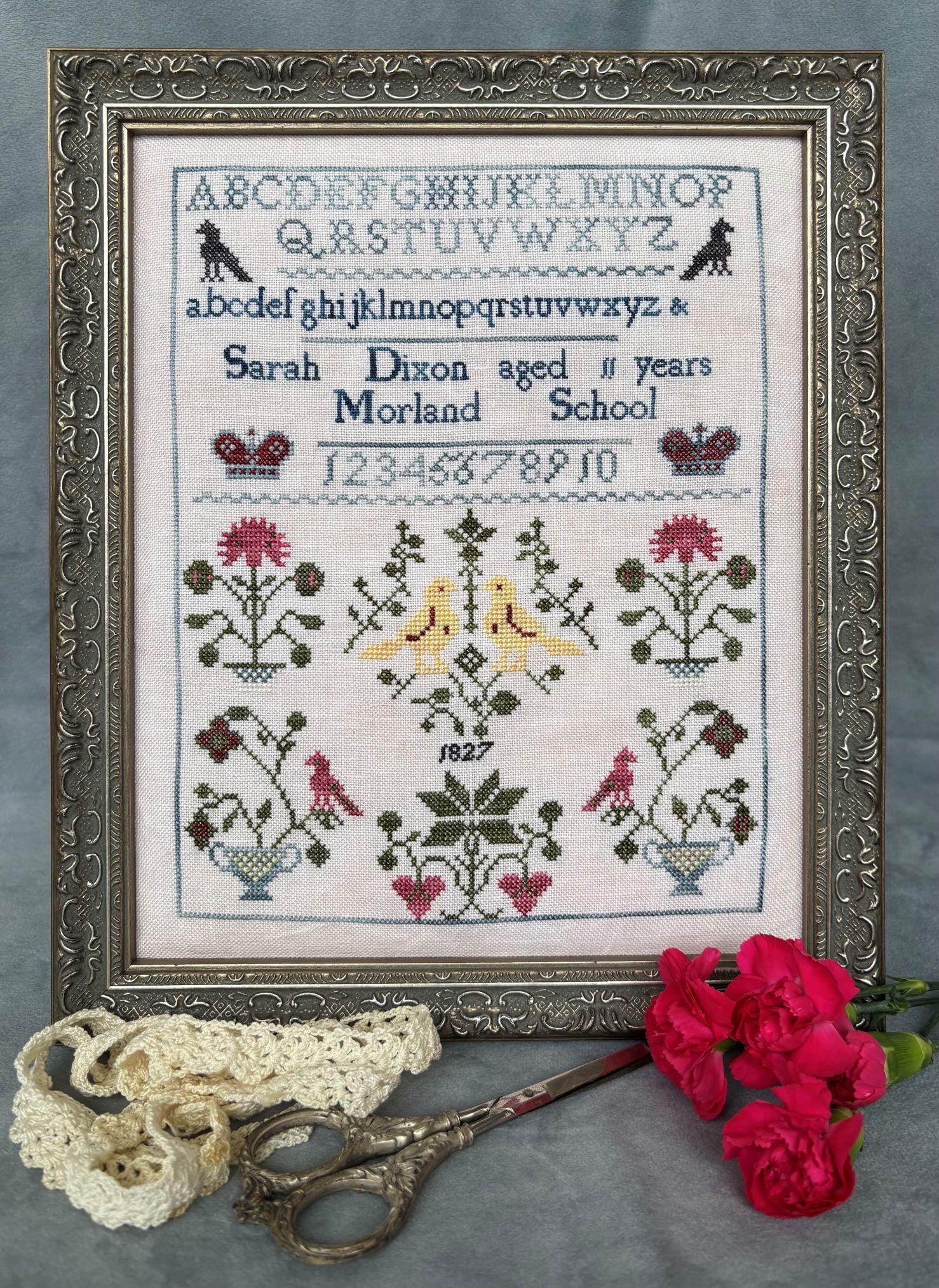 Sarah Dixon reproduction sampler pattern by My Sister’s Sampler