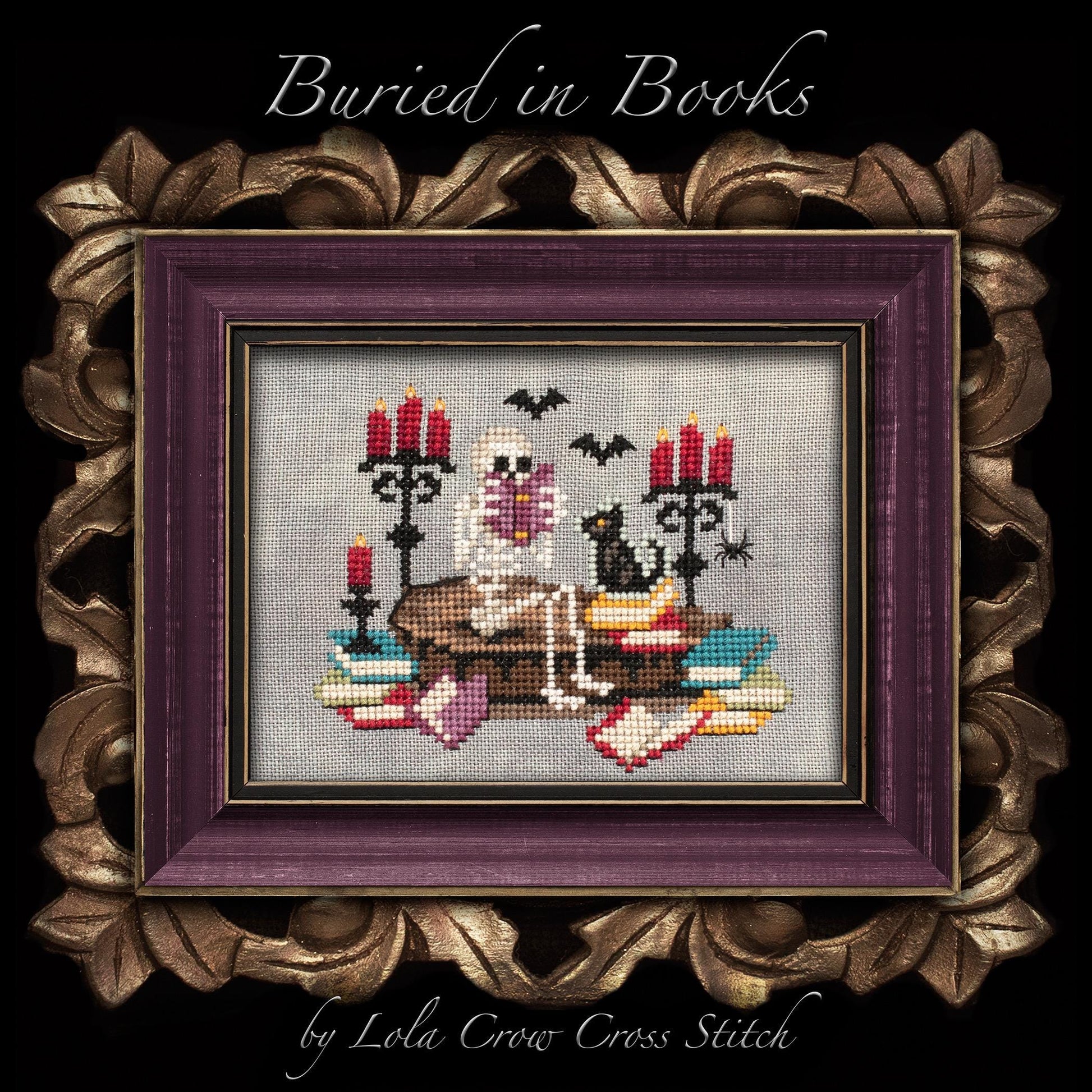 Buried in Books pattern by Lola Crow Cross Stitch