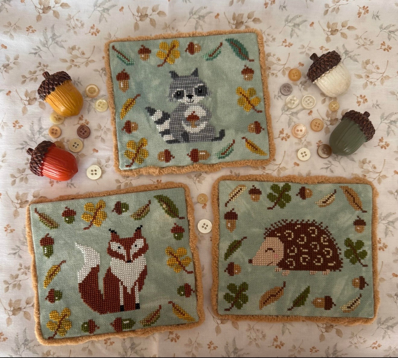 Wood Animal Series - Fox, Hedgehog, & Raccoon pattern by Romy’s Creations