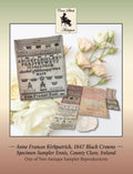 Anne Frances Ennis 1853 Black Crowns Specimen Page, An Irish Antique Sampler Reproduction pattern by Cross Stitch Antiques