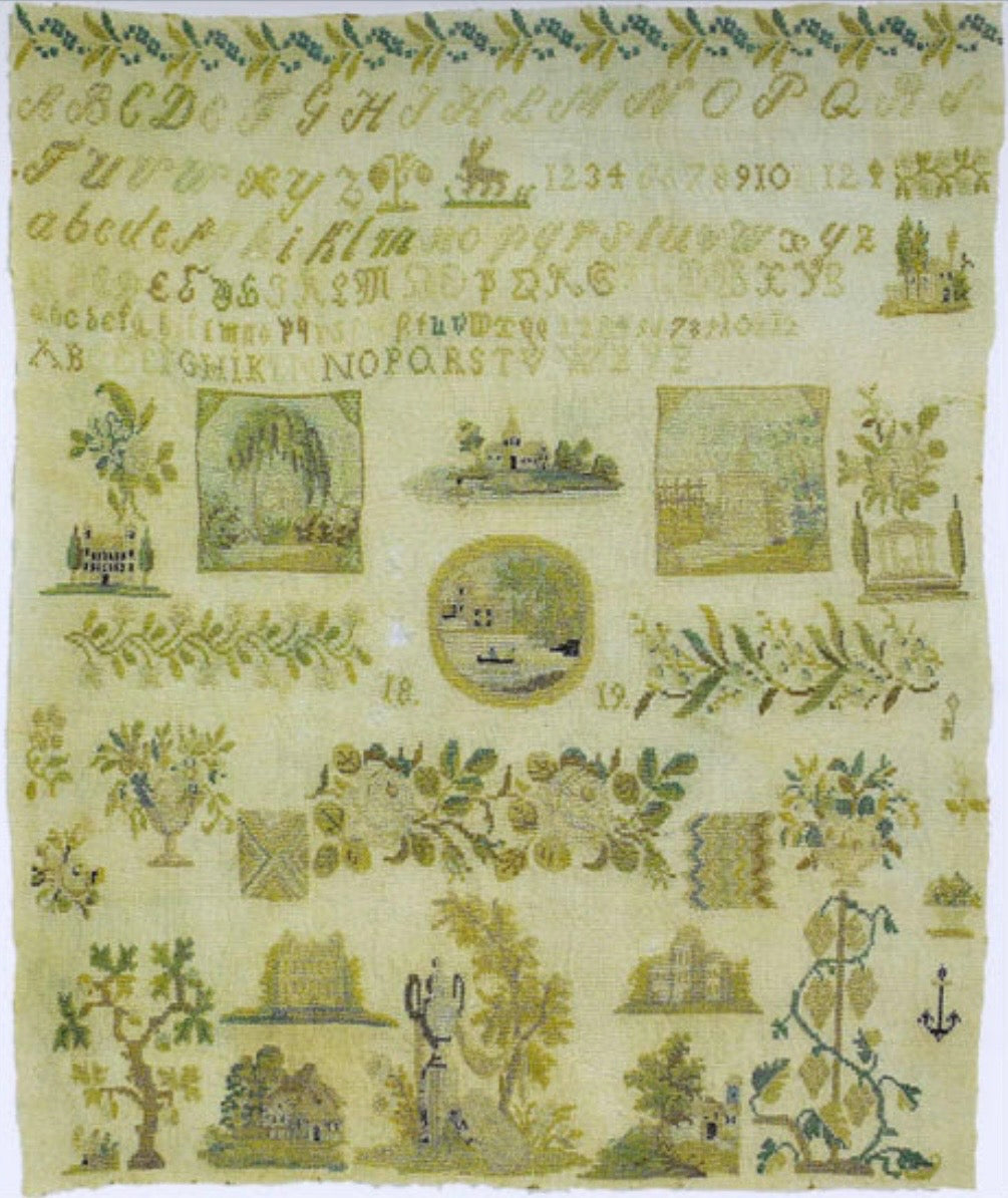Weeping Willow & Rose Sampler pattern by 1884 Stitchery Designs