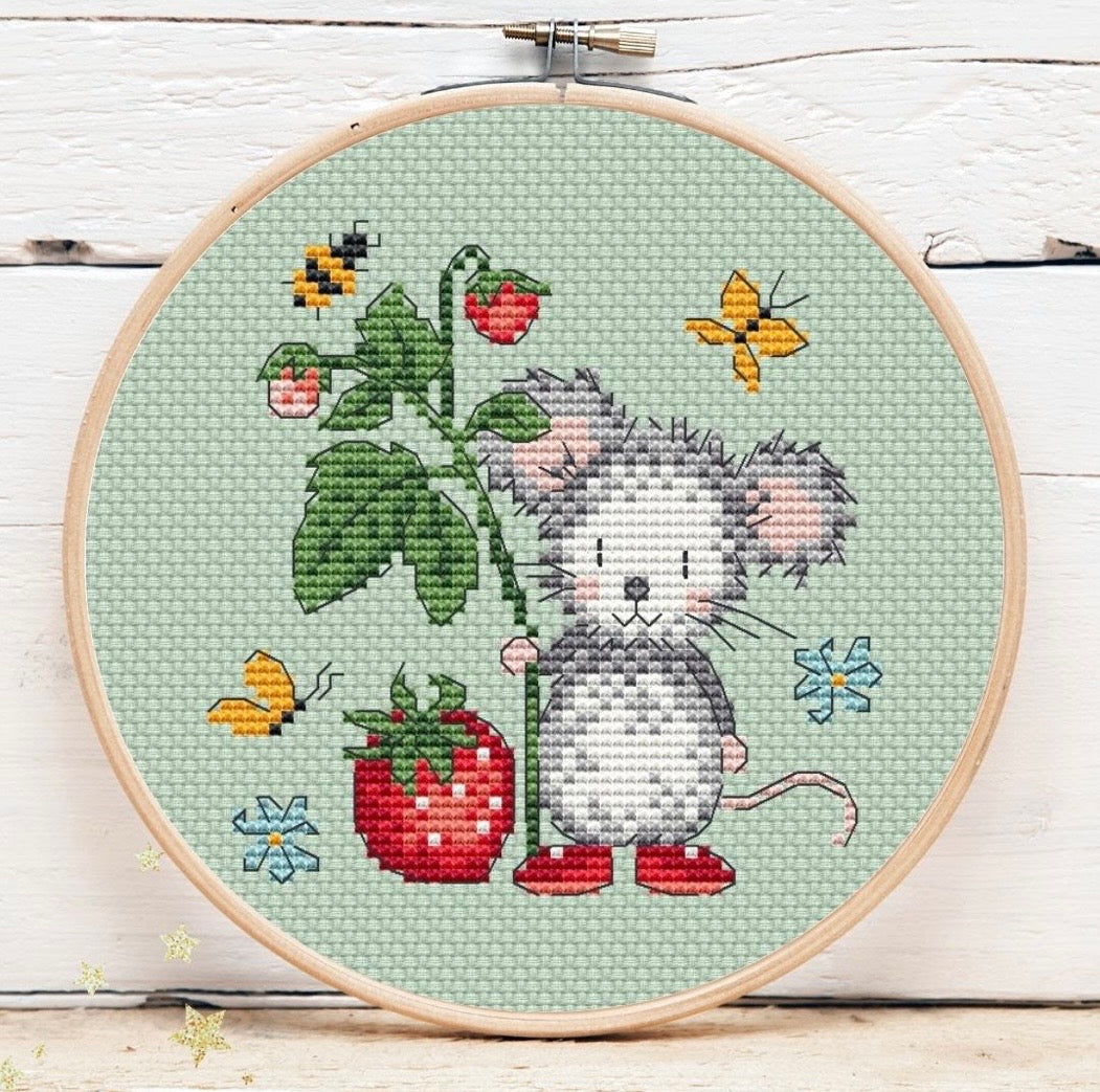 Strawberry Mouse Mini 1 pattern by Artmishka Cross Stitch