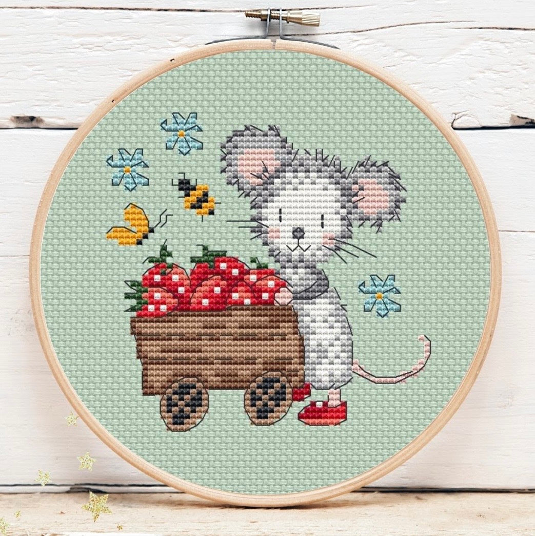 Strawberry Mouse Mini 4 pattern by Artmishka Cross Stitch