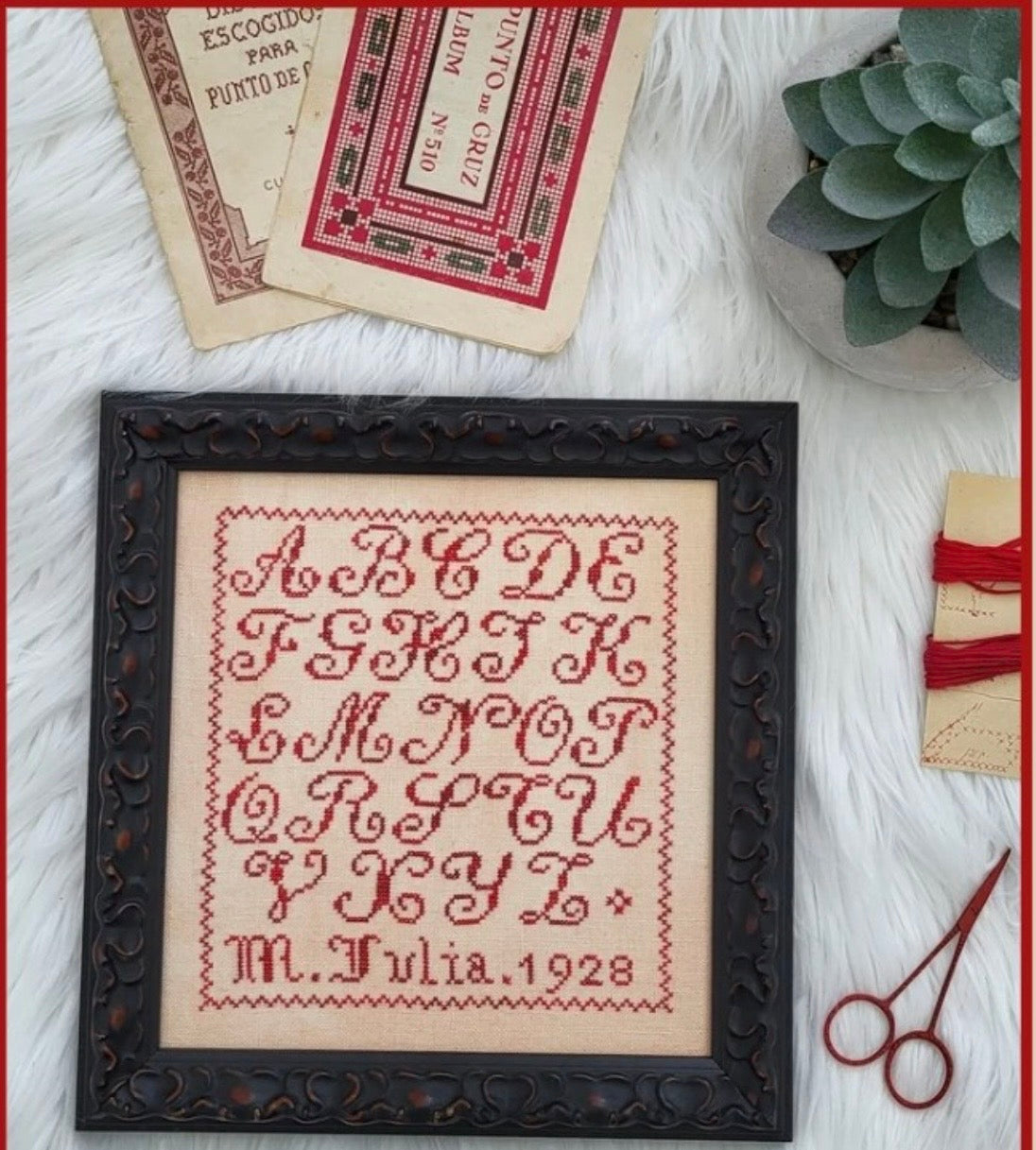 M. Julia 1928 reproduction sampler pattern by The Spanish Stitcher