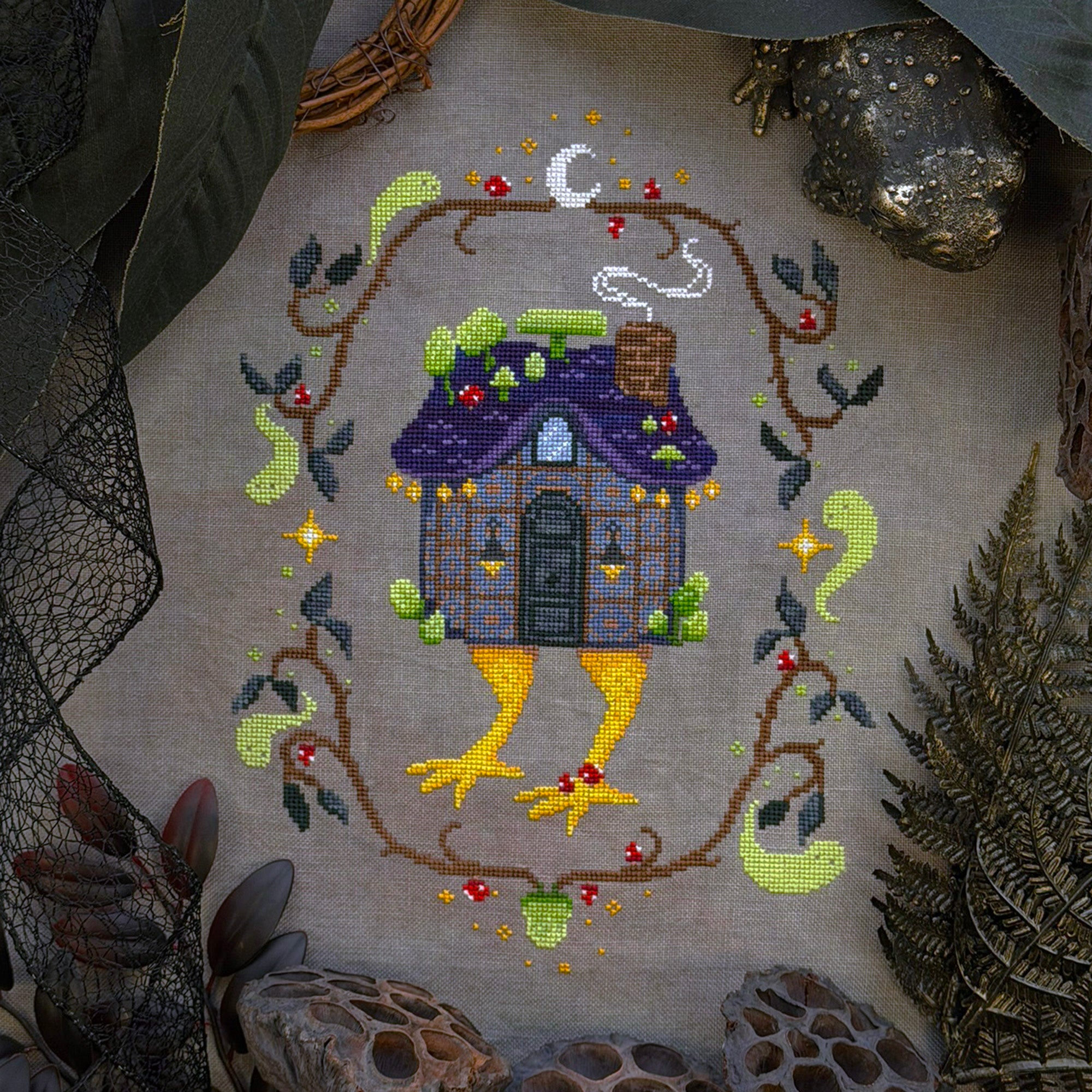 Mushroom Cottage Yaga pattern by The Stitch Crypt