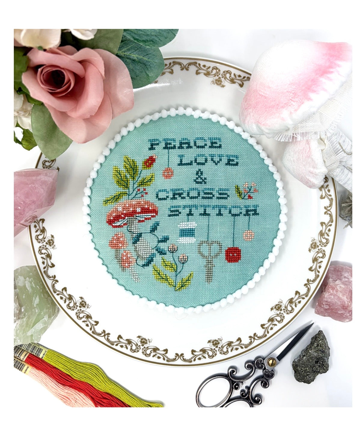 Peace, Love & Cross Stitch pattern by Tiny Modernist