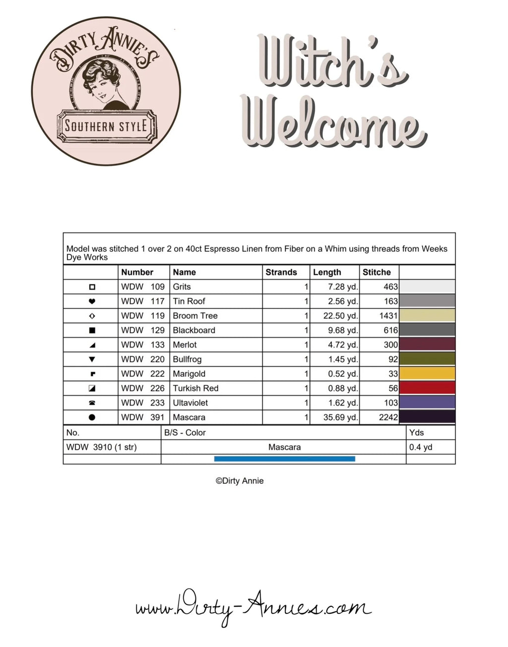 Witch’s Welcome pattern by Dirty Annie’s Southern Style