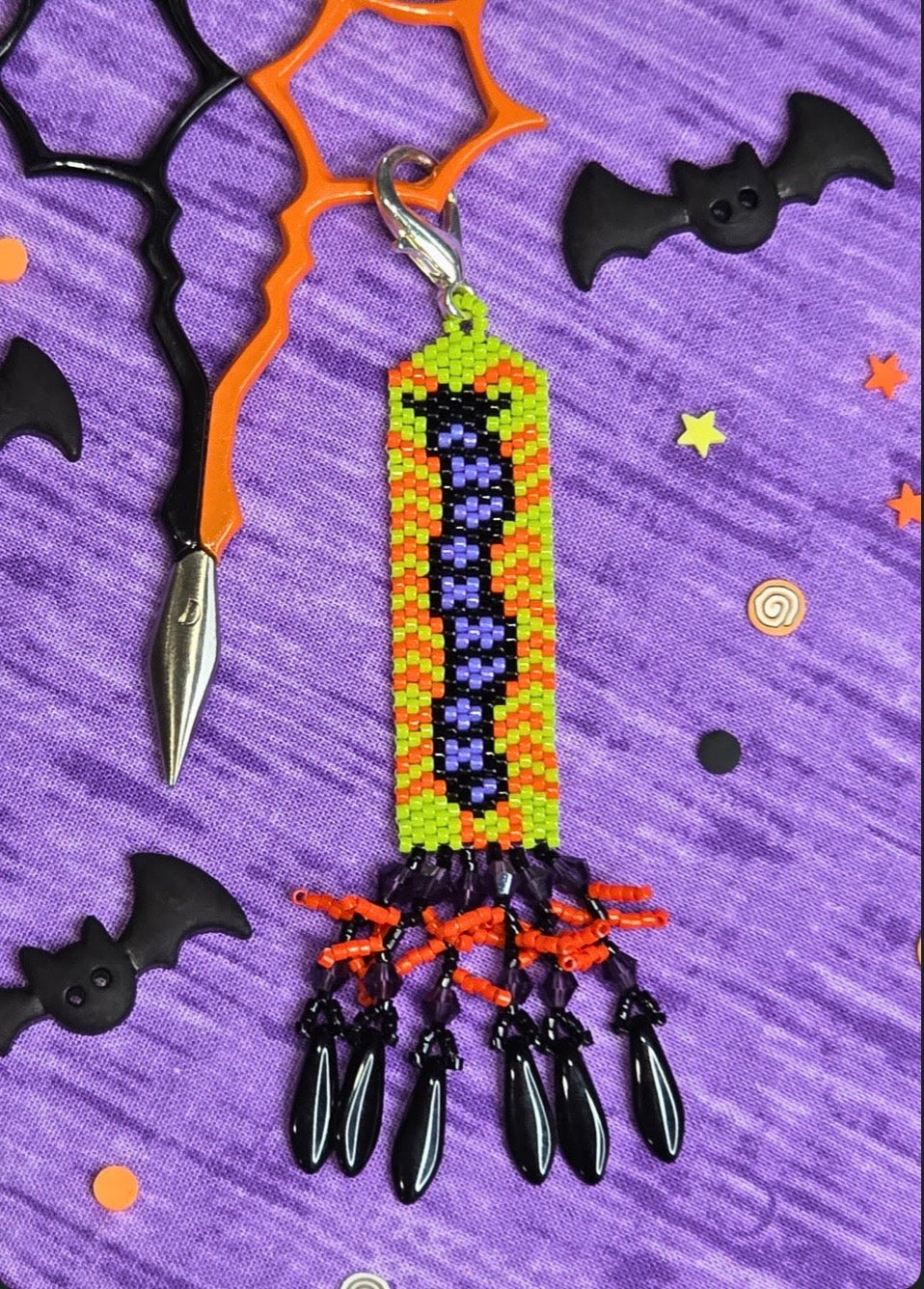 Slinky Pete peyote beaded scissor fob kit by Ghost Boy Needleworks