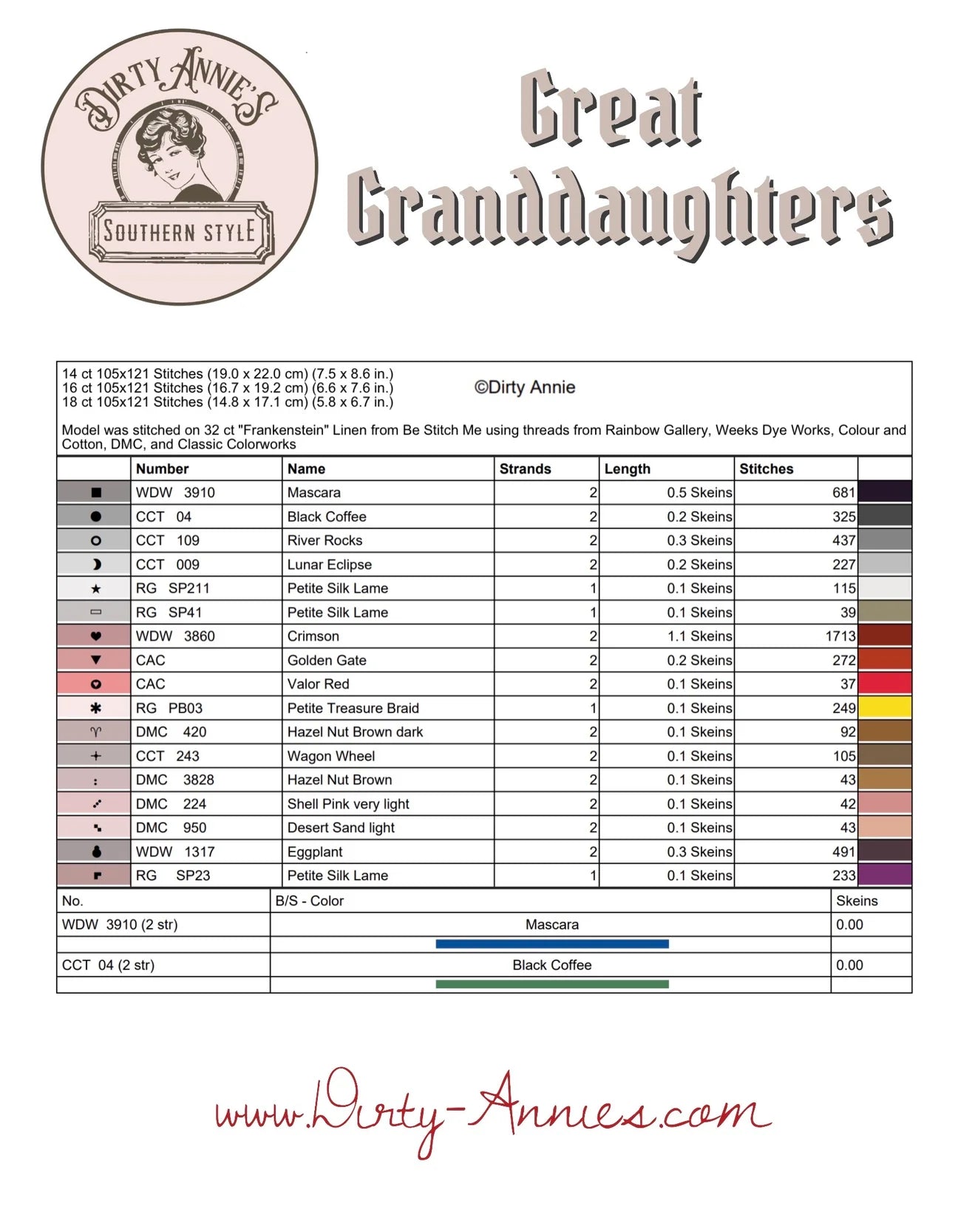 Great Granddaughters pattern by Dirty Annie’s Southern Style