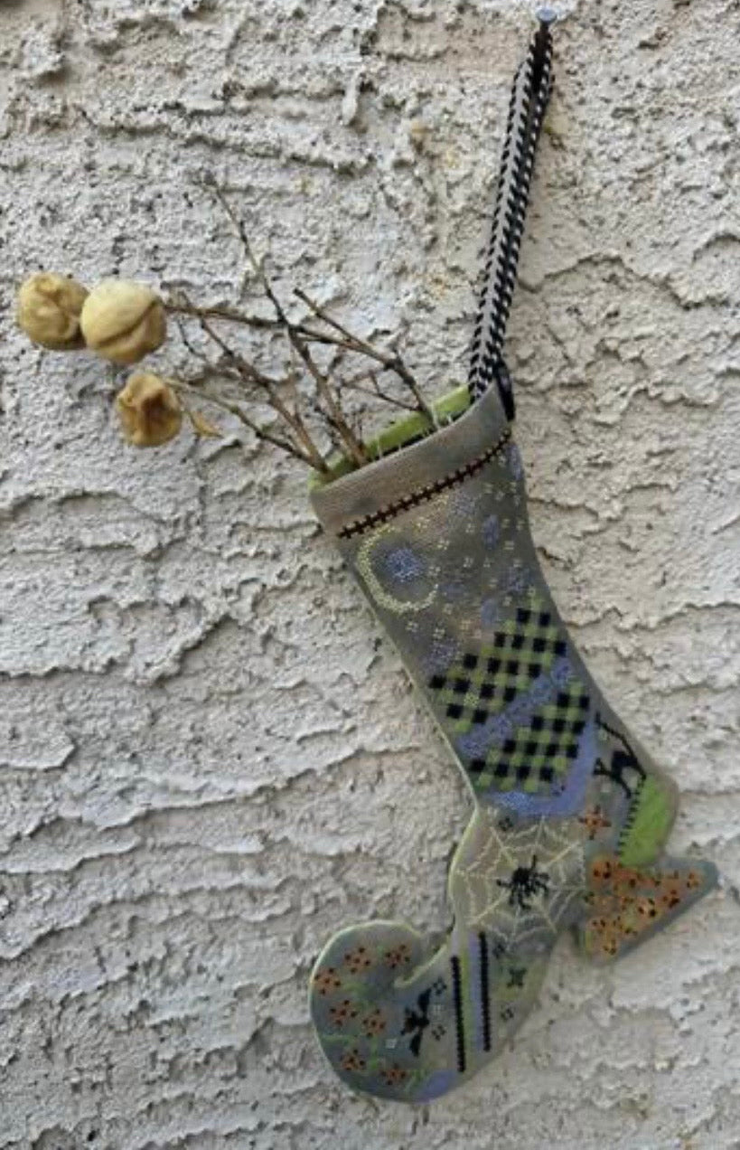 Witch’s Boot Stocking pattern by Rebel Stitcher Designs