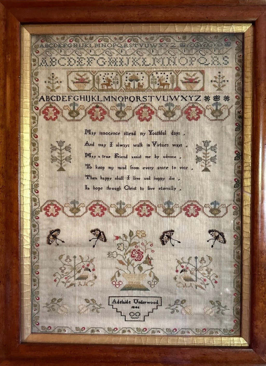 Adelaide Underwood 1846 reproduction sampler by Cross Stitch Antiques