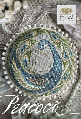 Peacock pin cushion cross stitch pattern