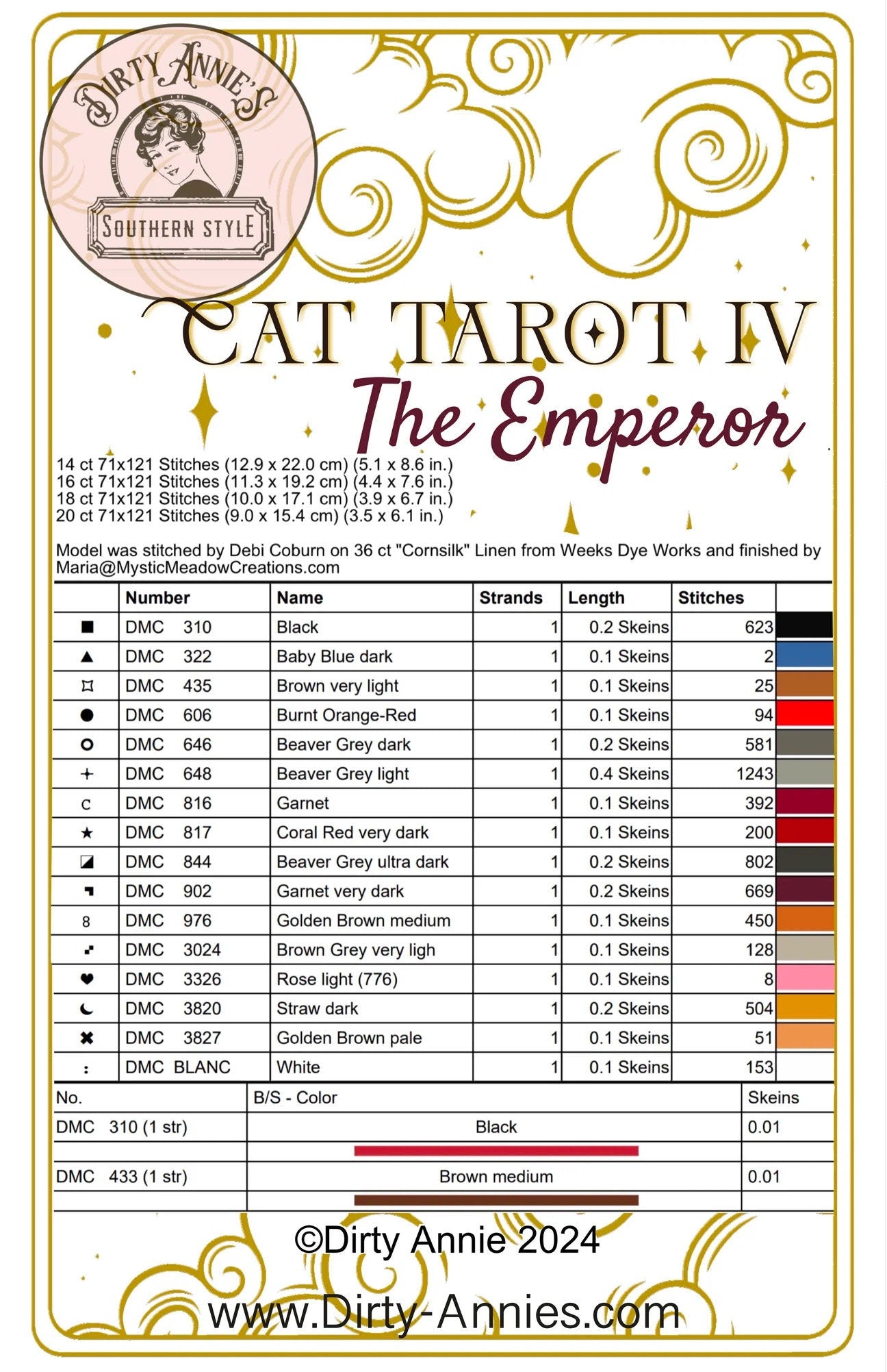 Cat Tarot IV - The Emperor pattern by Dirty Annie’s Southern Style