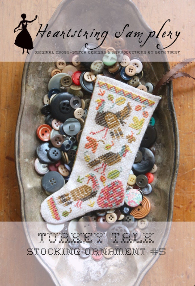 Turkey Talk Stocking Ornament #5 pattern by Heartstring Samplery