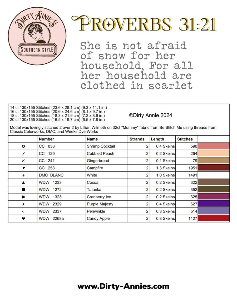 Proverbs 31:21 pattern by Dirty Annie’s Southern Style