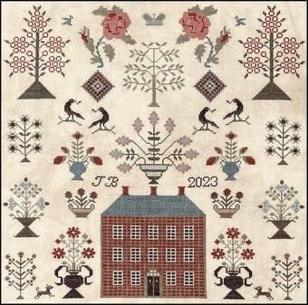 Red Manor Sampler pattern by The Scarlett House