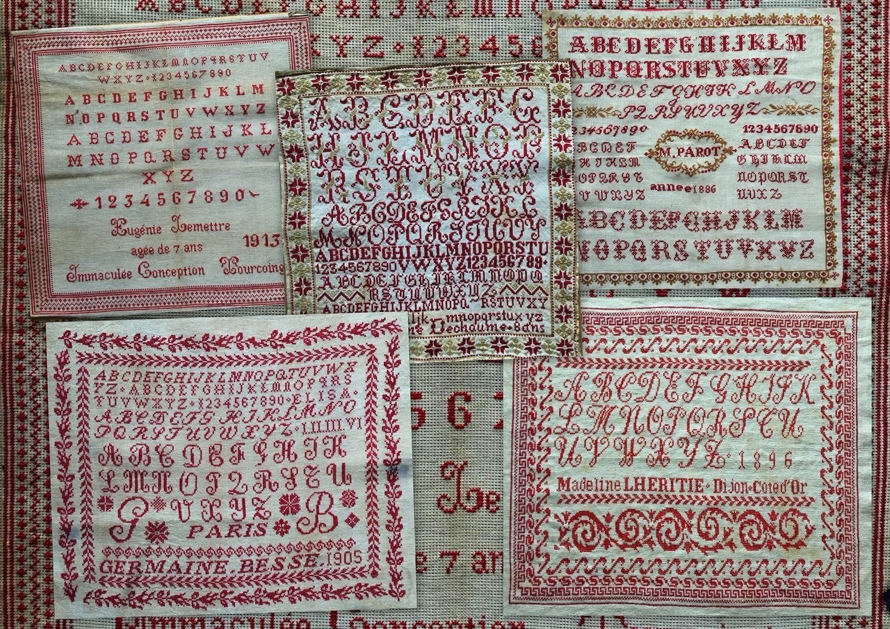 Abecedaires Rouges Edition 2017 - Five Red Reproduction Sampler patterns by Reflet de Soie