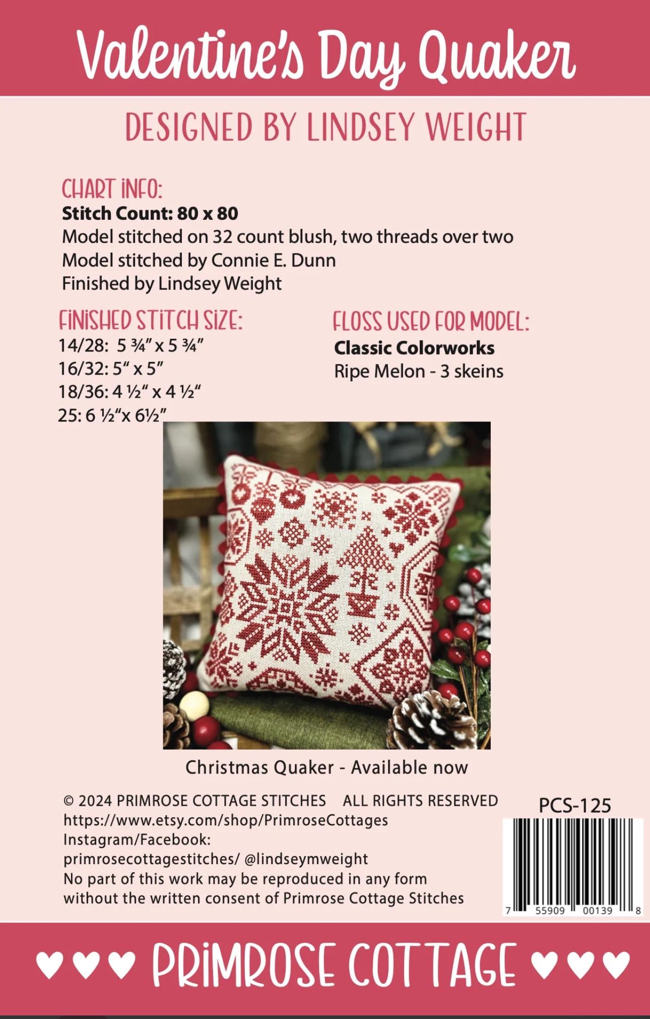 Valentine’s Day Quaker pattern by Primrose Cottage