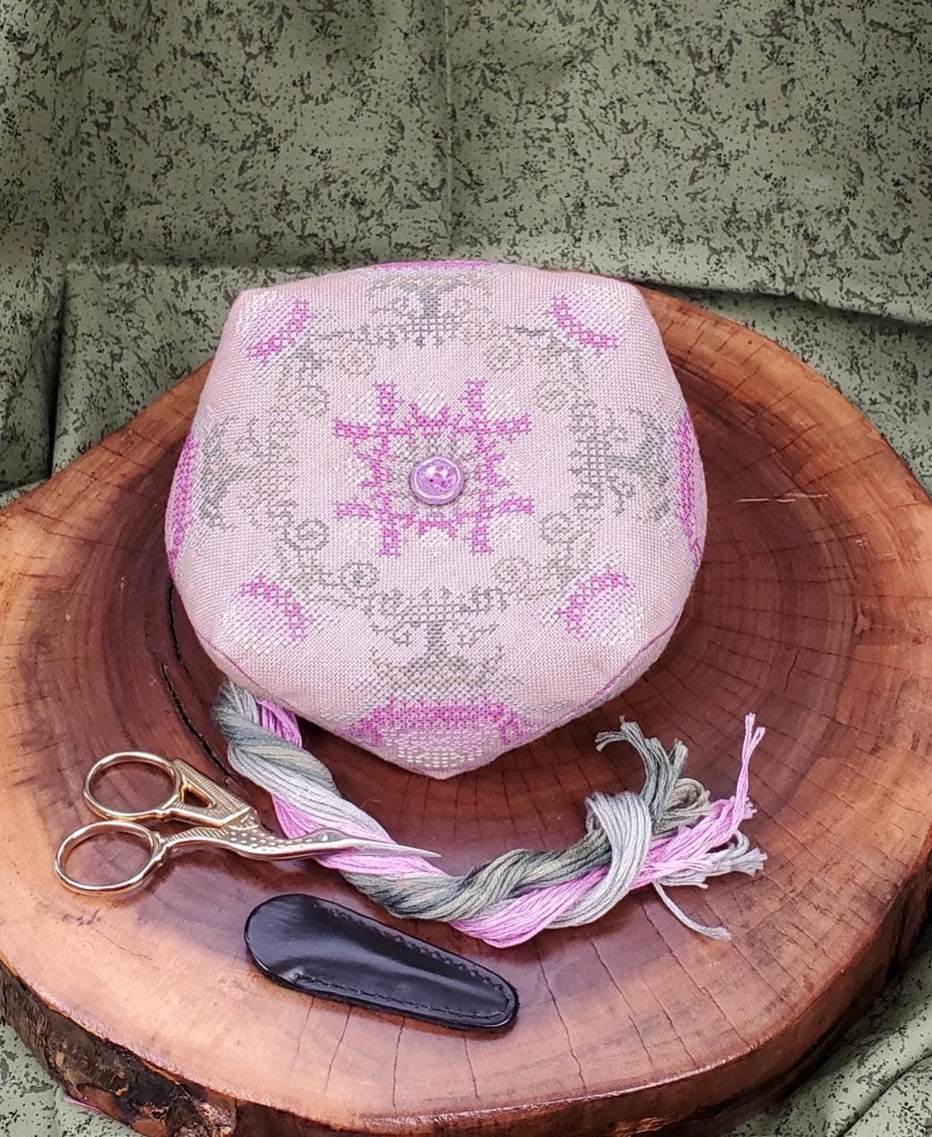 Thistle Biscornu pattern by Wildflower Stitching