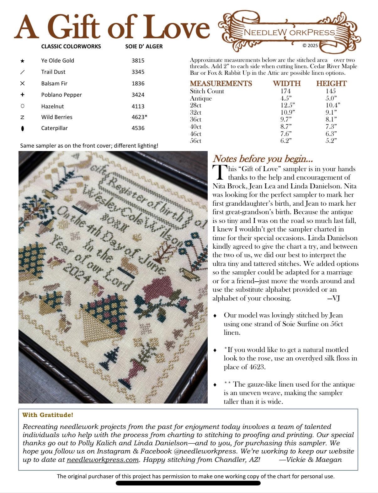 A Gift of Love pattern by Needlework Press