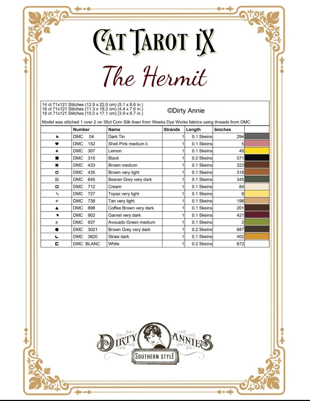 Cat Tarot IX - The Hermit pattern by Dirty Annie’s Southern Style