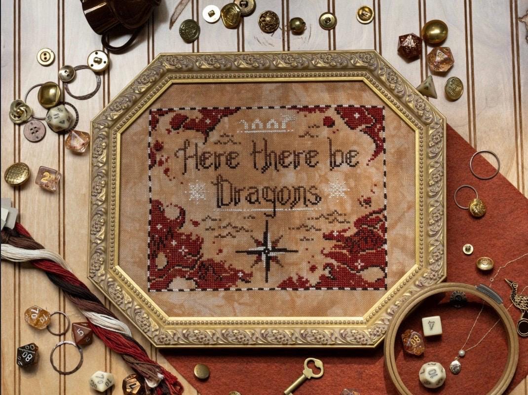 Here There Be Dragons pattern by Sprouting Lupine