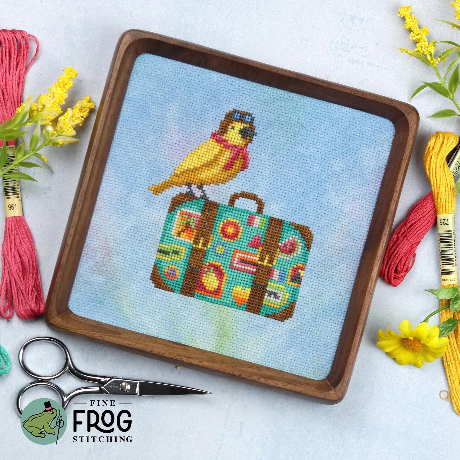 Bird Globetrotter pattern by Fine Frog Stitching