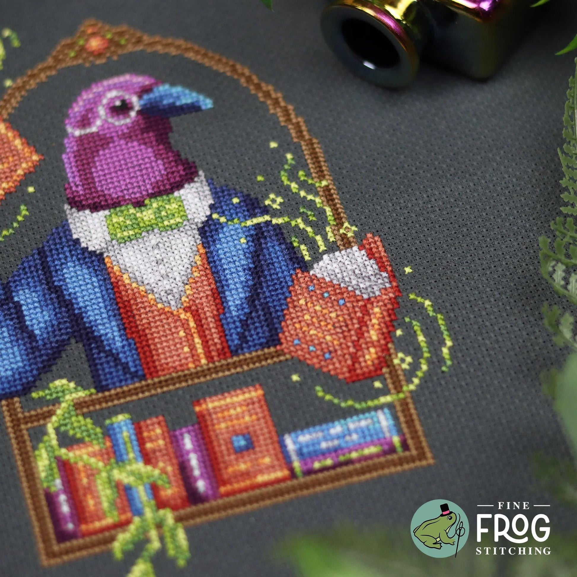 Crow Librarian pattern by Fine Frog Stitching