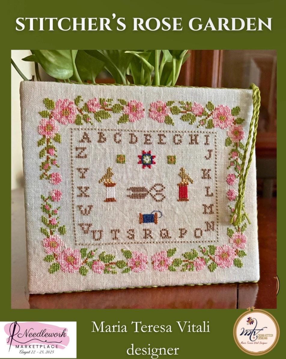 Stitcher’s Rose Garden pattern or 36 ct Linen “Fairy Garden” by MTV Designs Cross Stitch