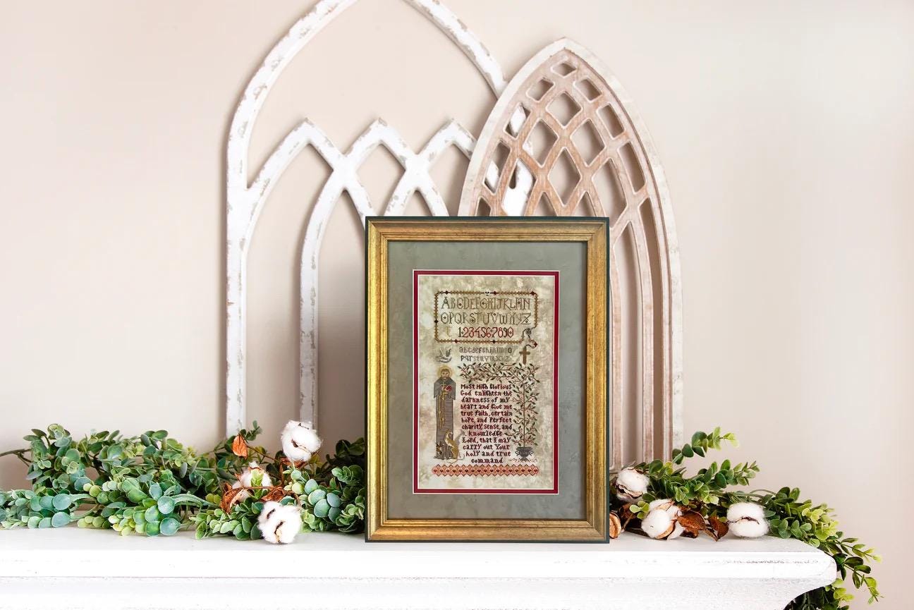 Franciscan Prayer Sampler pattern by Dirty Annie’s Southern Style