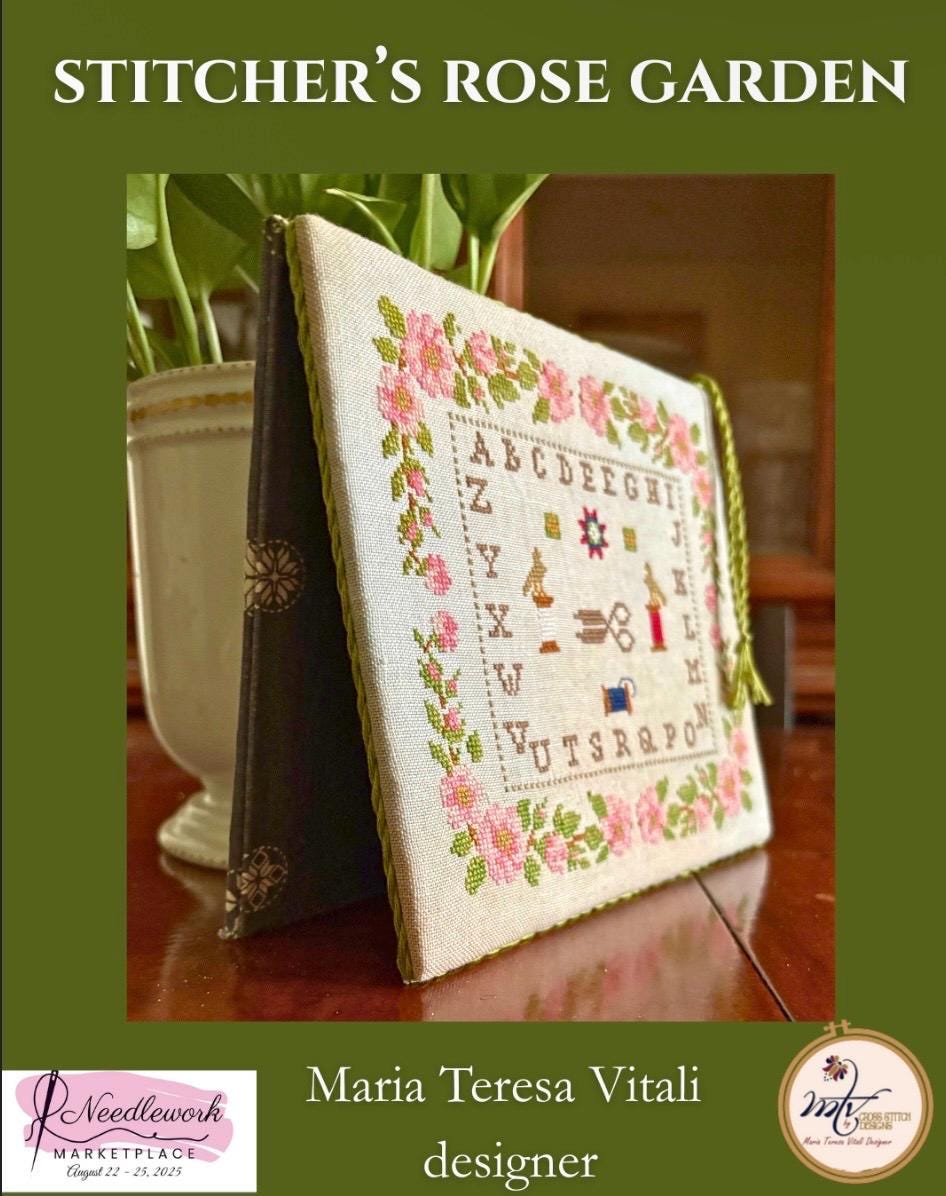 Stitcher’s Rose Garden pattern or 36 ct Linen “Fairy Garden” by MTV Designs Cross Stitch
