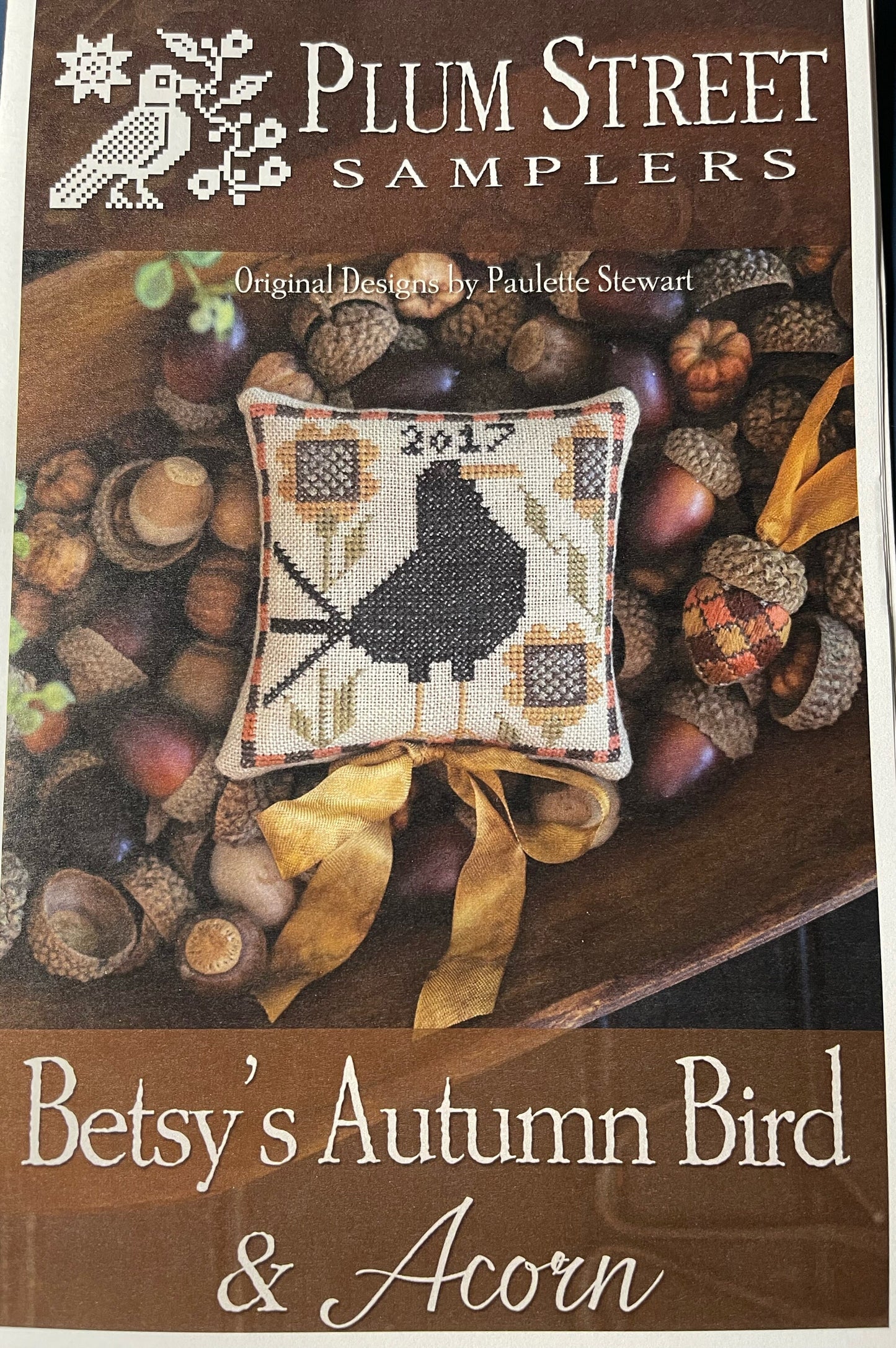 Betsy's Autumn Bird & Acorn Pattern by Plum Street Samplers