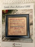 Sarah Ann Ackland 1888 reproduction sampler by Violets & Verses