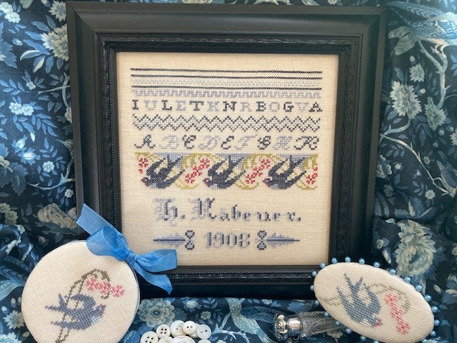 Hannah’s Bluebird Sampler pattern by JBW Designs