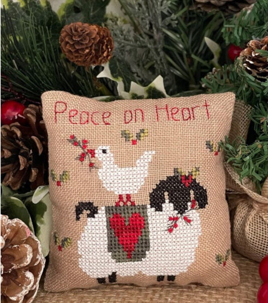 Peace on Heart The Spirit of Christmas series pillow pattern by Mani di Donna