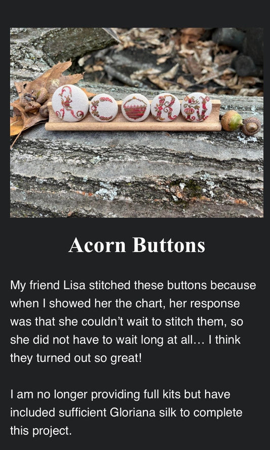 Acorn Buttons pattern including Gloriana Silk by Running With Needles & Scissors