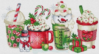 Christmas coffees pattern by Grille point de croix