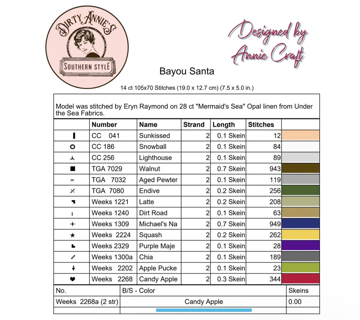 Bayou Santa pattern by Dirty Annie’s Southern Style