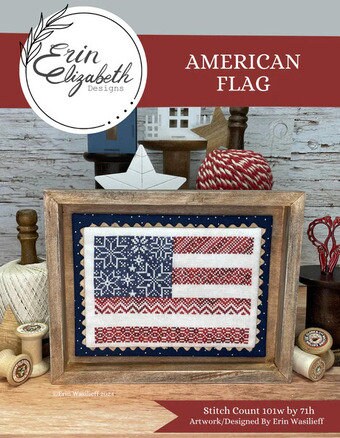 American Flag pattern and Dinky Dye Silk Thread pack by Erin Elizabeth