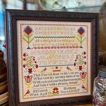 Elizabeth Matthews 1855 sampler pattern by Red Barn Samplers